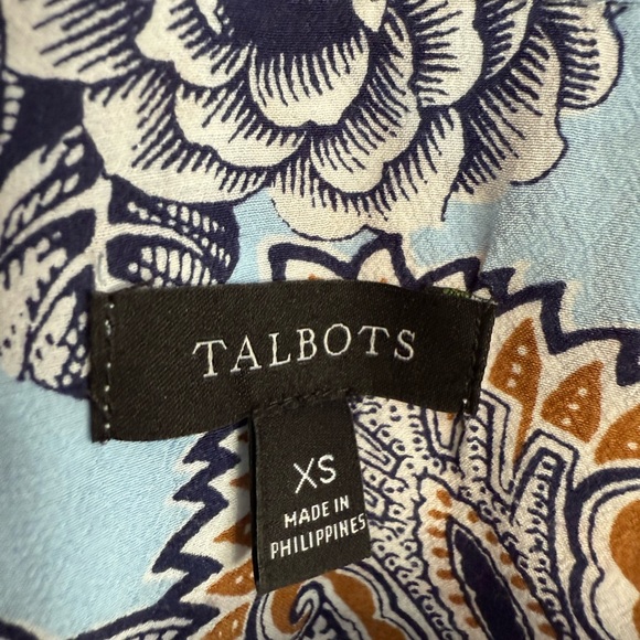 Talbots Blue Paisley Floral Blouse Size XS - Picture 3 of 4